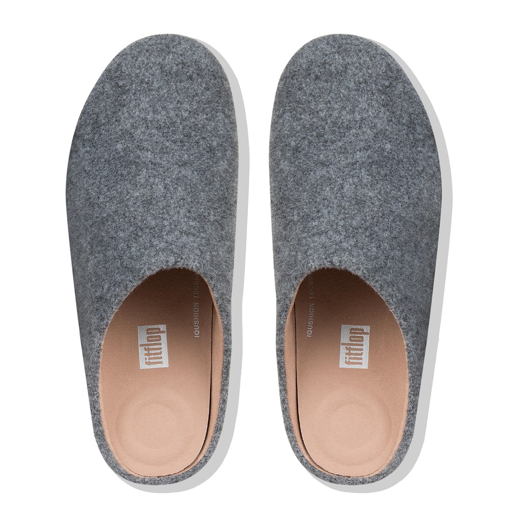 Fitflop Womens Slippers Grey - Chrissie Felt - 12RIOMYFA